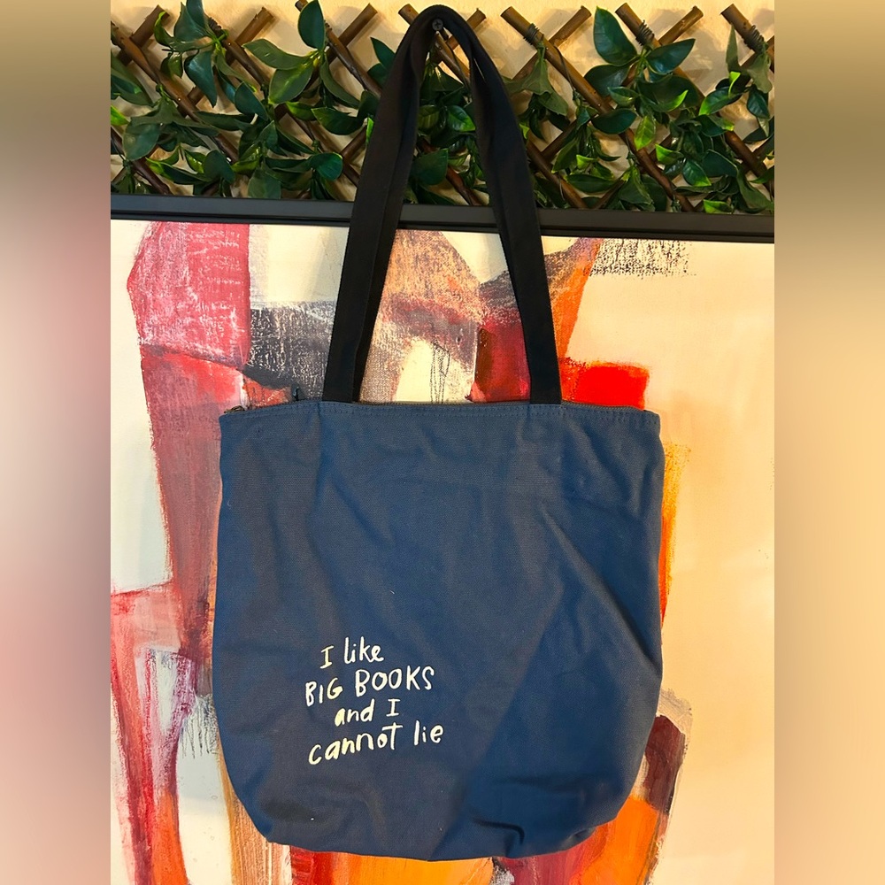 Blue Tote Bag with Black Handles